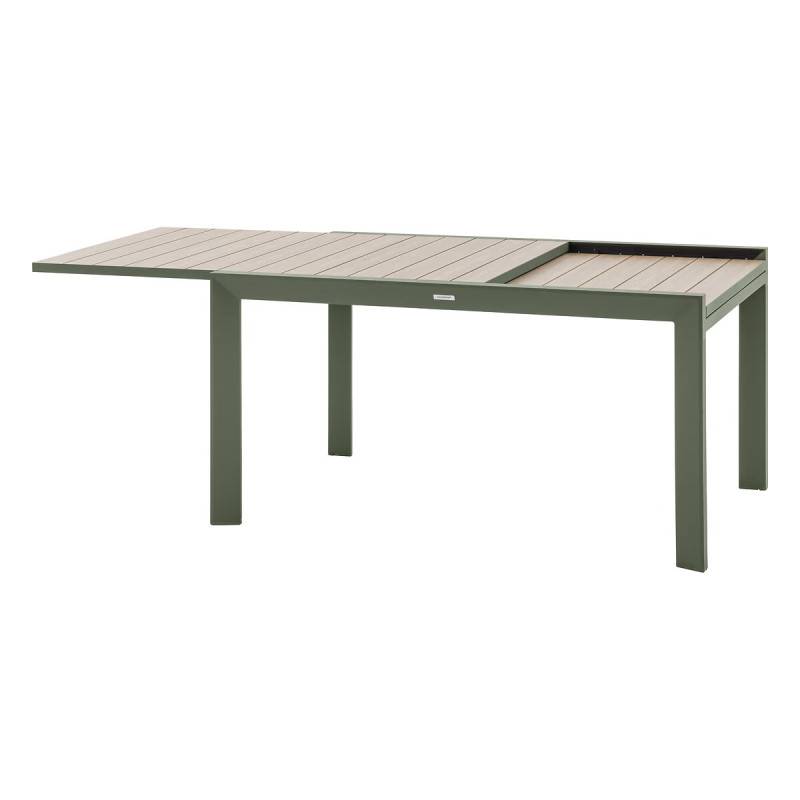 Hesperide - Table de jardin extensible coulissante "Évasion" effet bois lin & vert laurier 10 places lates en aluminium - Hespéride - Image 6