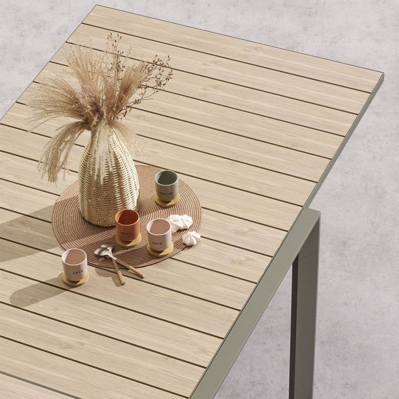 Hesperide - Table de jardin extensible coulissante "Évasion" effet bois lin & vert laurier 10 places lates en aluminium - Hespéride - Image 8