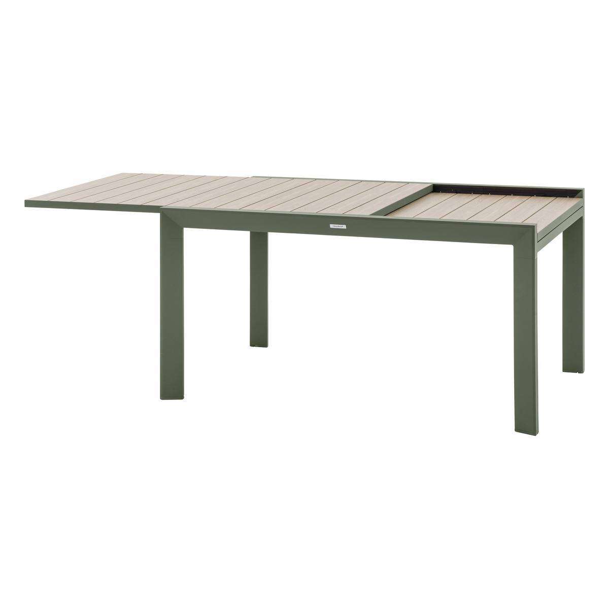 Hesperide - Table de jardin extensible coulissante "Évasion" effet bois lin & vert laurier 10 places lates en aluminium - Hespéride - Image 5