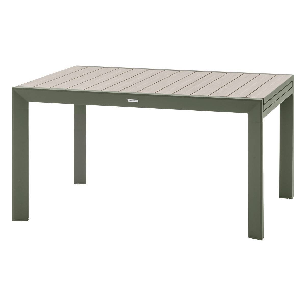 Hesperide - Table de jardin extensible coulissante "Évasion" effet bois lin & vert laurier 10 places lates en aluminium - Hespéride - Image 2