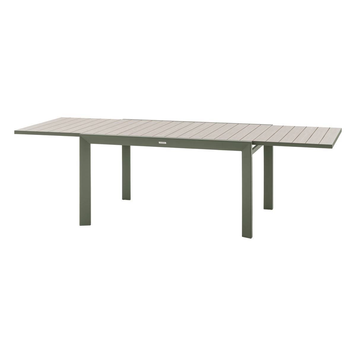 Hesperide - Table de jardin extensible coulissante "Évasion" effet bois lin & vert laurier 10 places lates en aluminium - Hespéride - Image 3