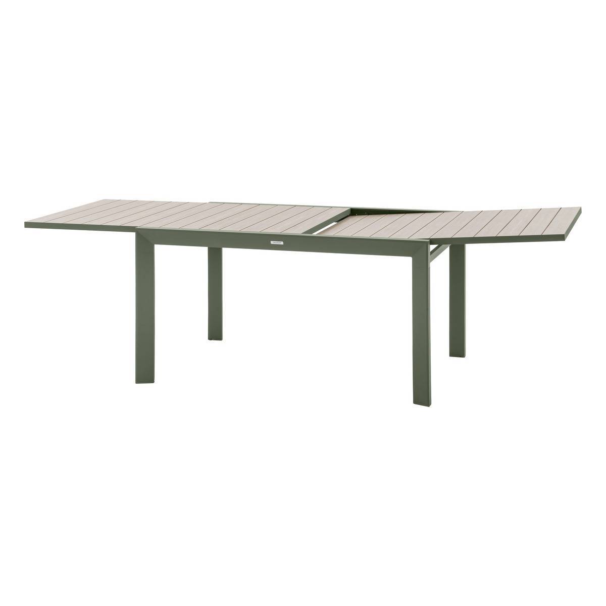 Hesperide - Table de jardin extensible coulissante "Évasion" effet bois lin & vert laurier 10 places lates en aluminium - Hespéride - Image 4
