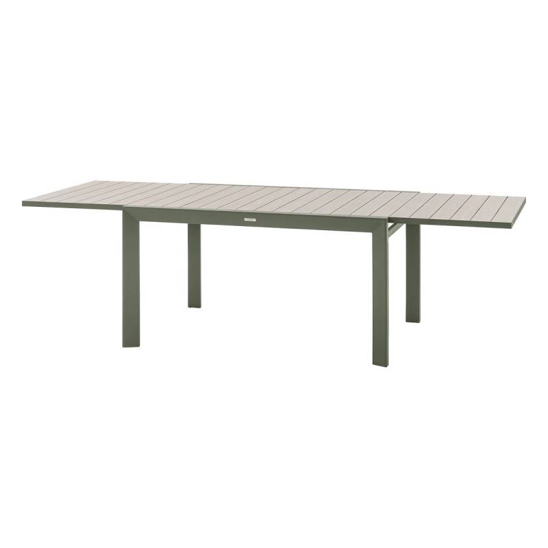 Hesperide - Table de jardin extensible coulissante "Évasion" effet bois lin & vert laurier 10 places lates en aluminium - Hespéride - Image 7