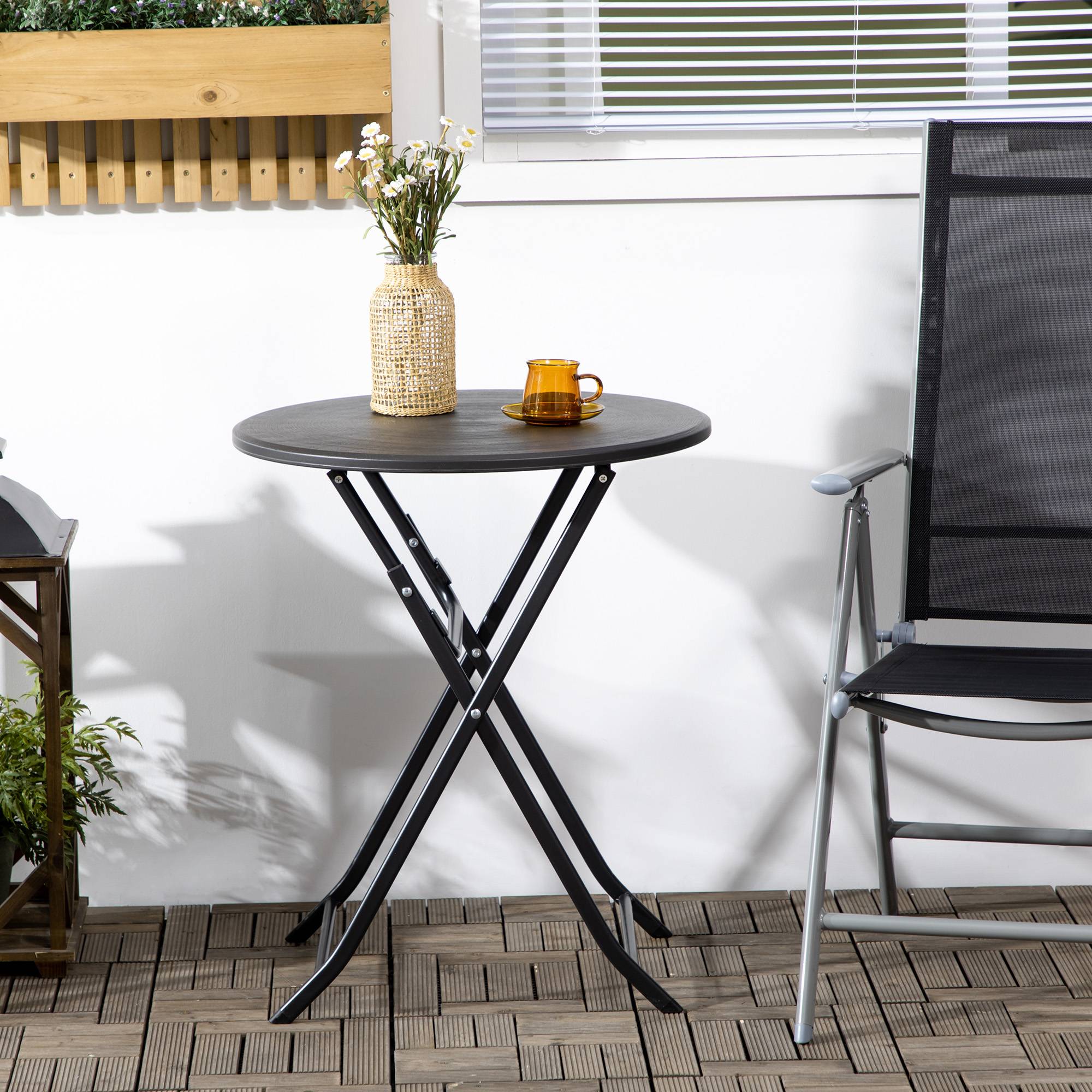 PANGIVO - Table pliante de jardin acier gris foncé 60 x 60 x 73 cm - PANGIVO - Image 9