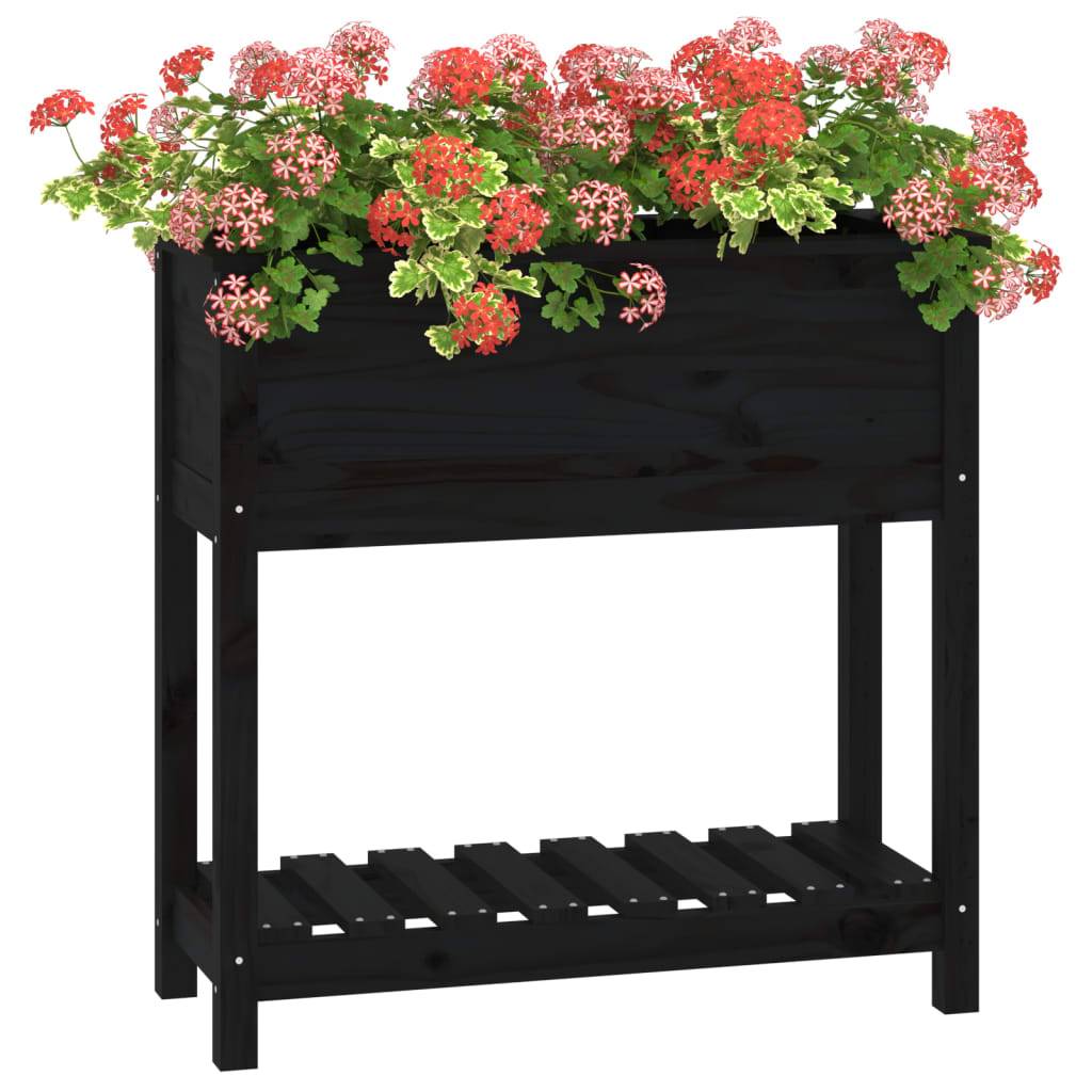 ComfortXL - Carré potager sur pieds bois avec étagère pour jardin terrasse Noir 82,5cm – ComfortXL Outdoor Living - Image 4