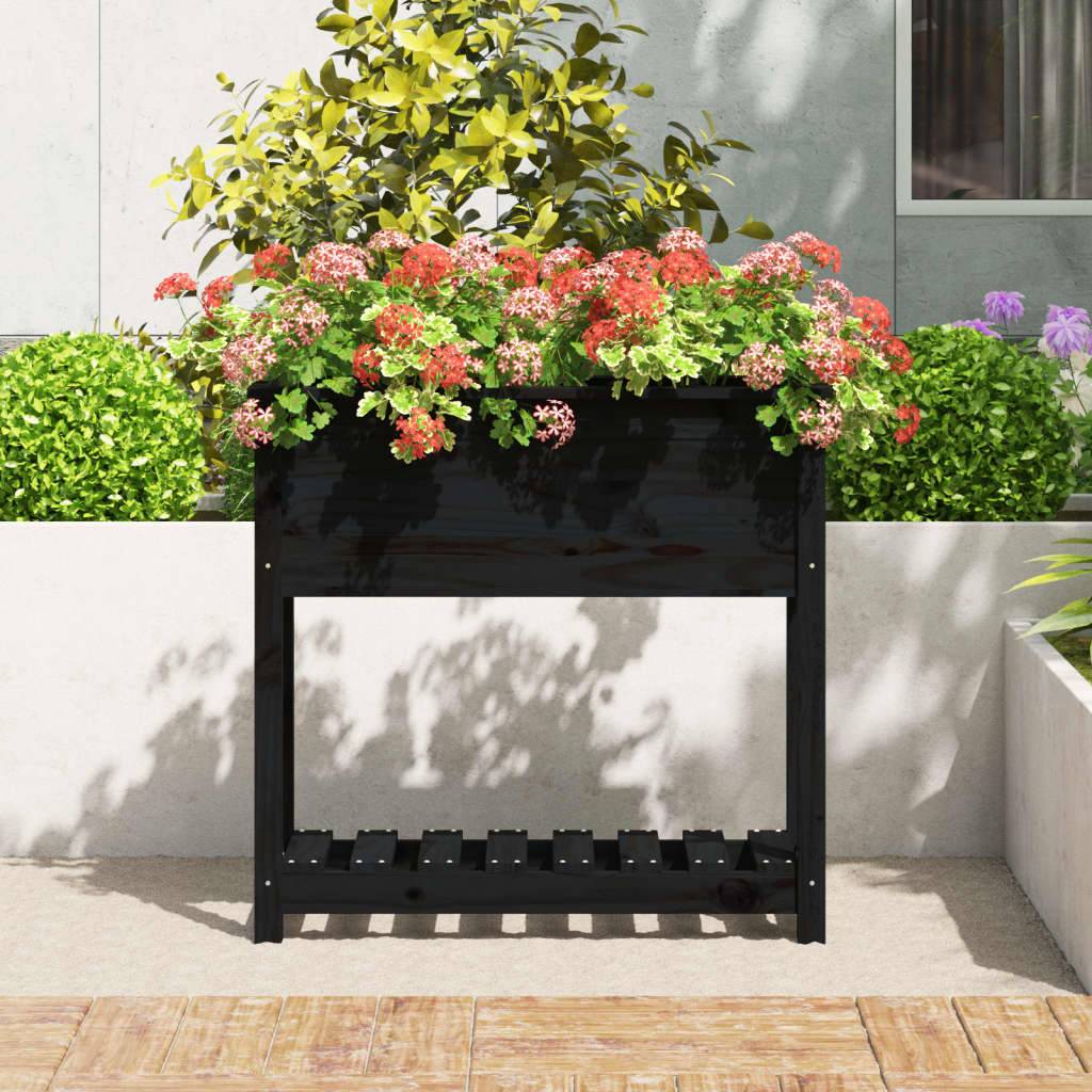 ComfortXL - Carré potager sur pieds bois avec étagère pour jardin terrasse Noir 82,5cm – ComfortXL Outdoor Living - Image 3