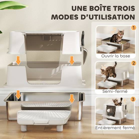 Maison de toilette acier inoxydables gris clair 60.2 x 40.2 x 44.5 cm - PANGIVO - Image 7