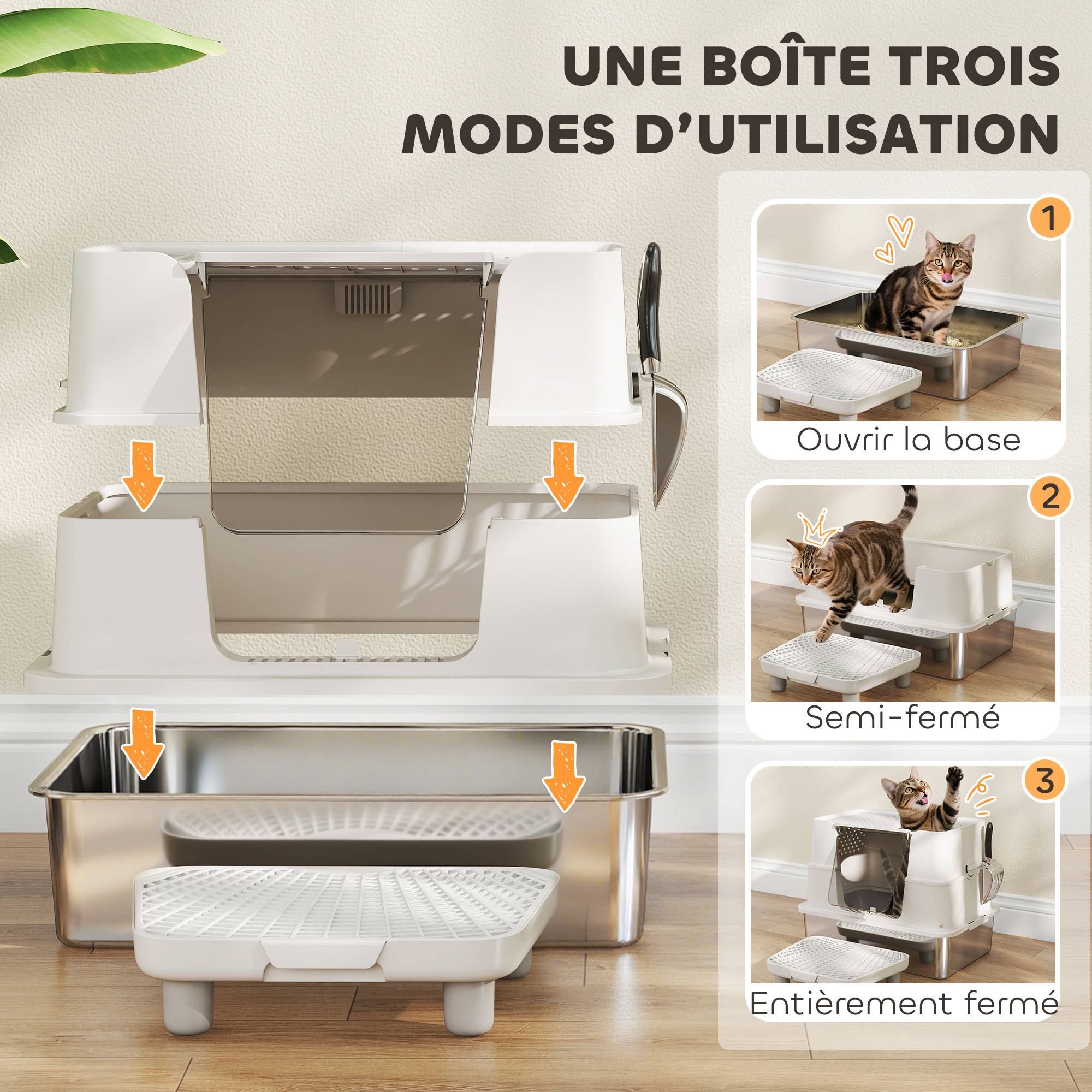 Maison de toilette acier inoxydables gris clair 60.2 x 40.2 x 44.5 cm - PANGIVO - Image 7