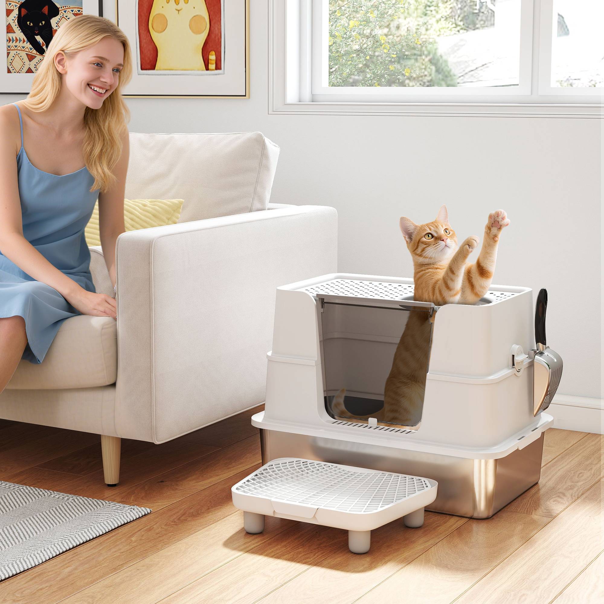 Maison de toilette acier inoxydables gris clair 60.2 x 40.2 x 44.5 cm - PANGIVO - Image 4