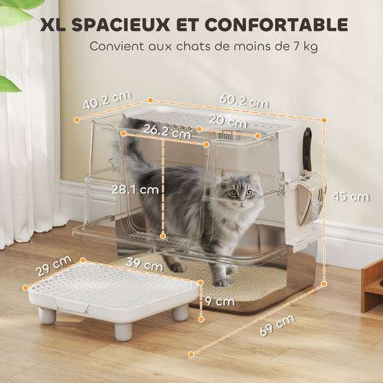 Maison de toilette acier inoxydables gris clair 60.2 x 40.2 x 44.5 cm - PANGIVO - Image 5