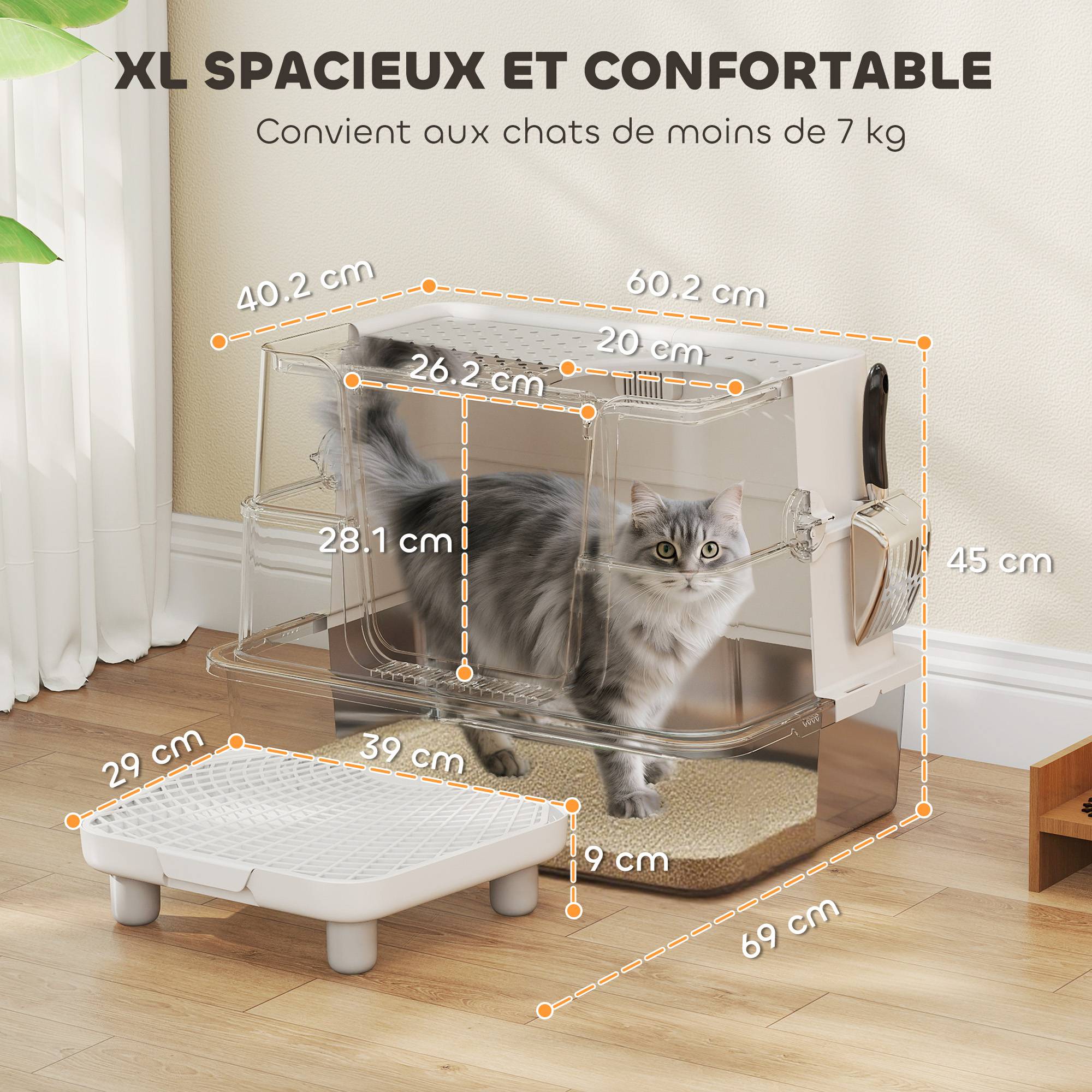Maison de toilette acier inoxydables gris clair 60.2 x 40.2 x 44.5 cm - PANGIVO - Image 5