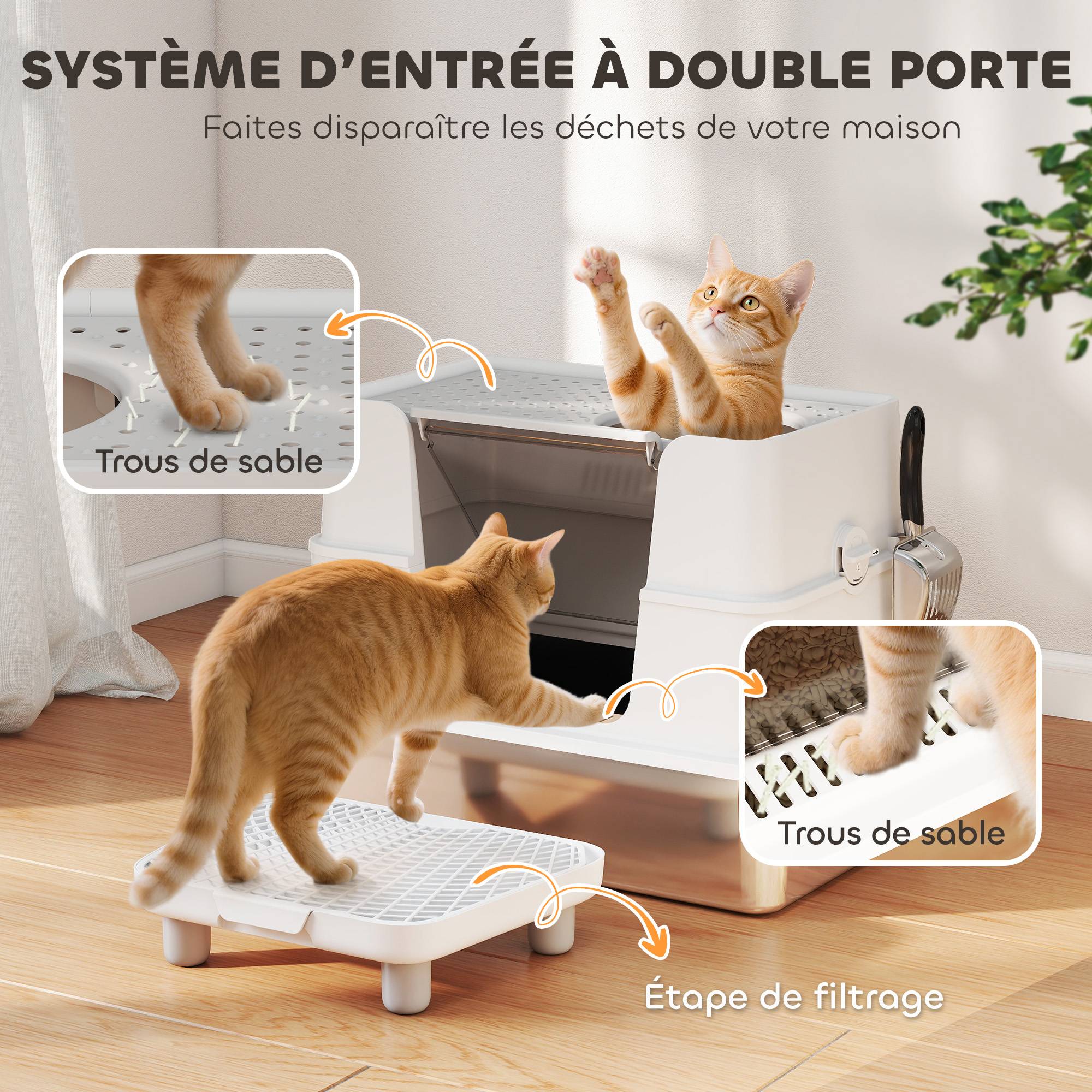Maison de toilette acier inoxydables gris clair 60.2 x 40.2 x 44.5 cm - PANGIVO - Image 9