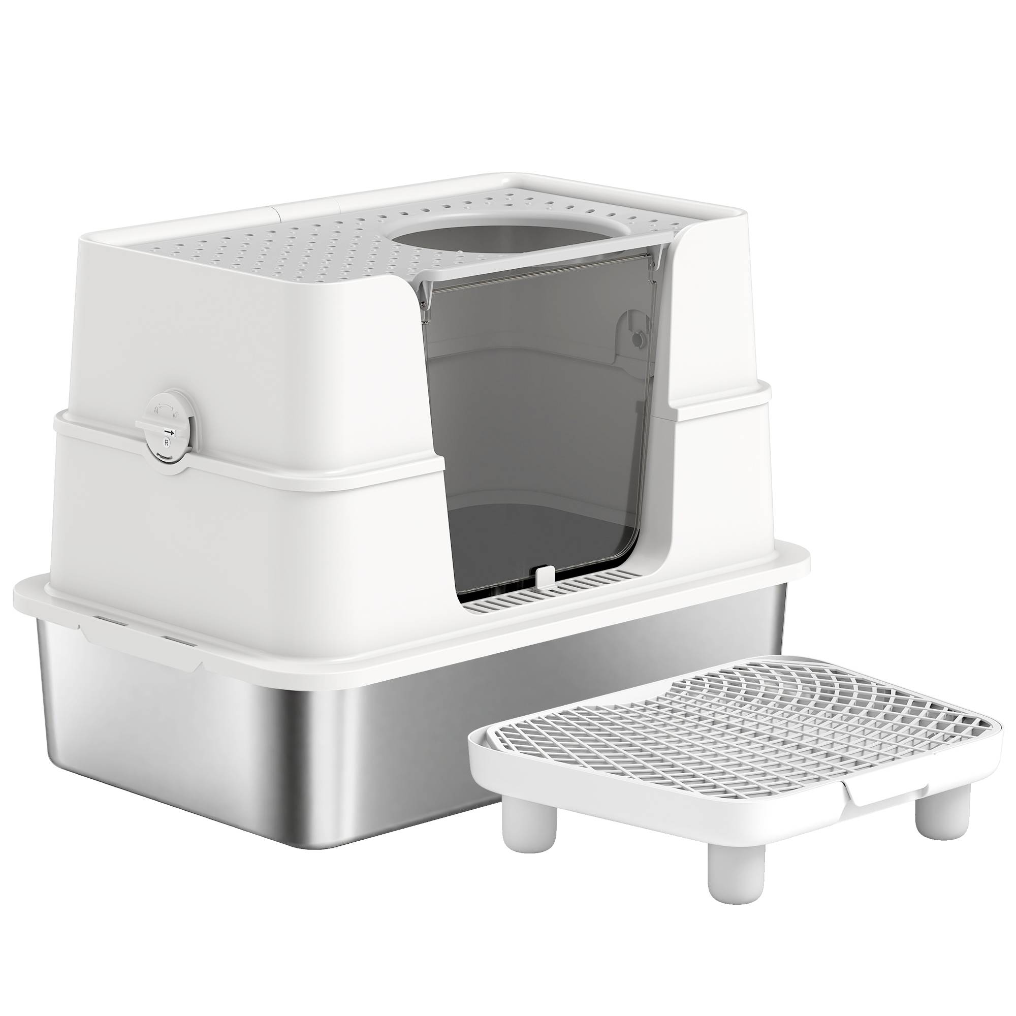 Maison de toilette acier inoxydables gris clair 60.2 x 40.2 x 44.5 cm - PANGIVO - Image 2