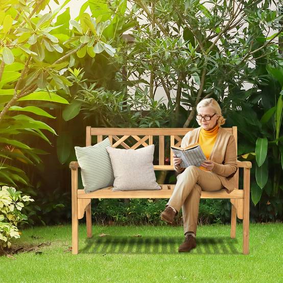 Maison Chic - Banc de Jardin en Teck Pliable Bois 120x56x90cm à 2 Places Dossier Incurvé et Accoudoirs - Image 3