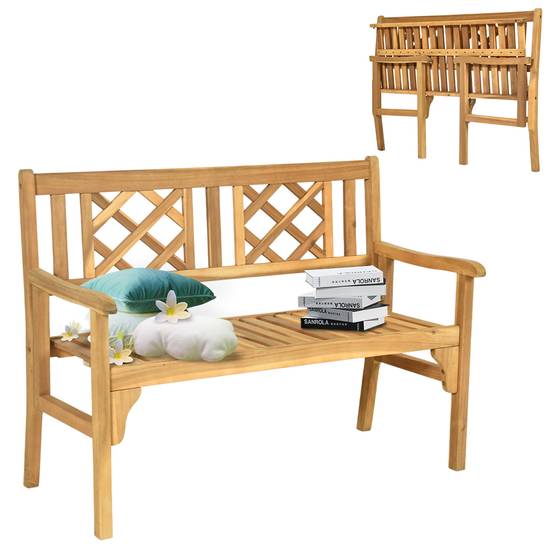 Maison Chic - Banc de Jardin en Teck Pliable Bois 120x56x90cm à 2 Places Dossier Incurvé et Accoudoirs - Image 1
