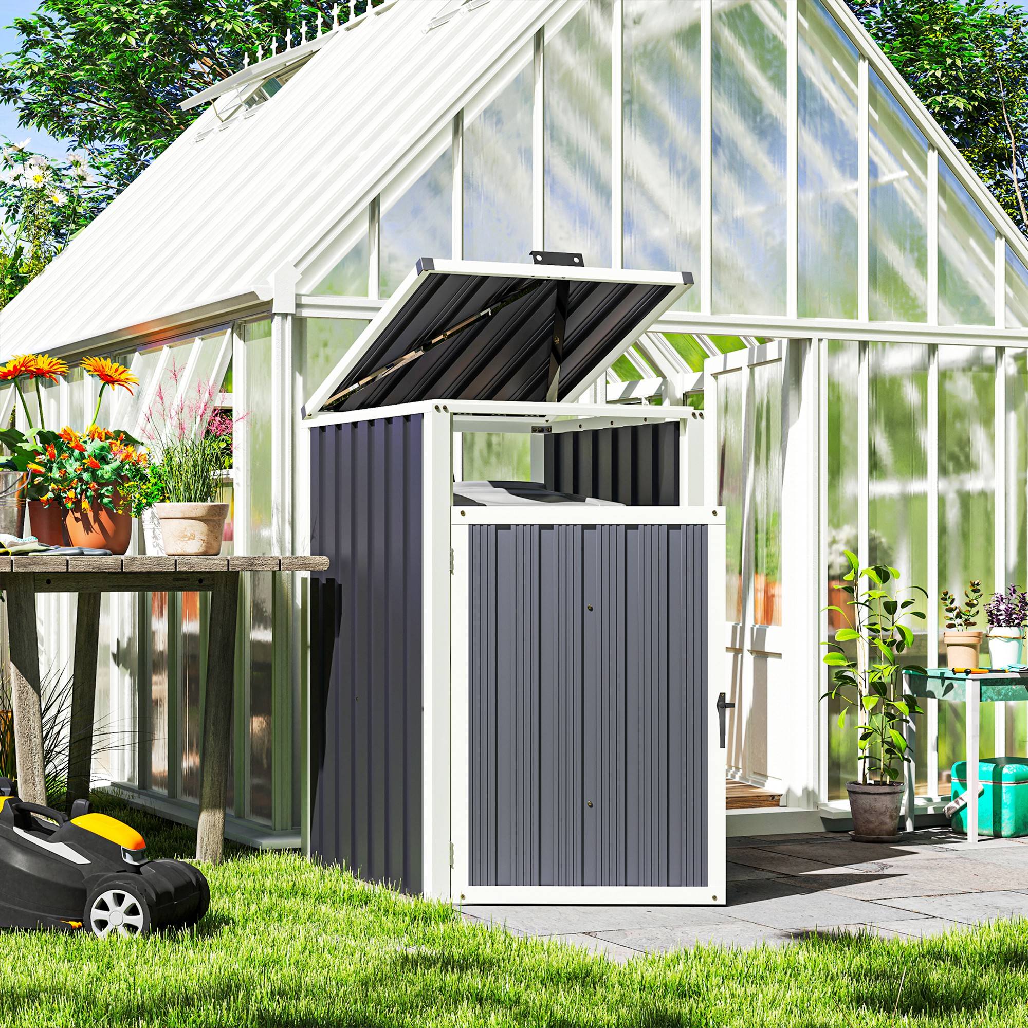PANGIVO - Abri de jardin acier galvanisé gris foncé 73 x 81 x 122 cm - PANGIVO - Image 3