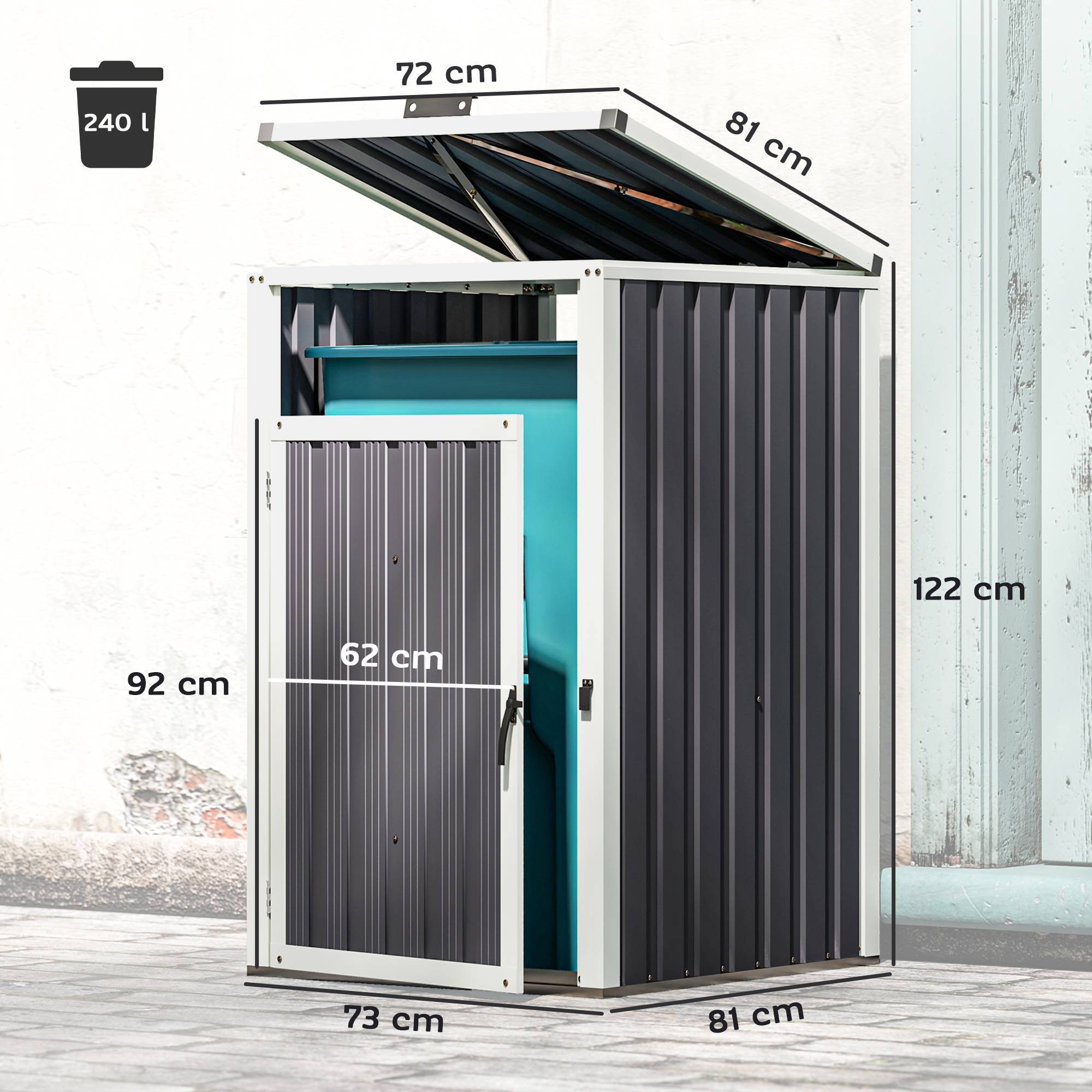 PANGIVO - Abri de jardin acier galvanisé gris foncé 73 x 81 x 122 cm - PANGIVO - Image 5