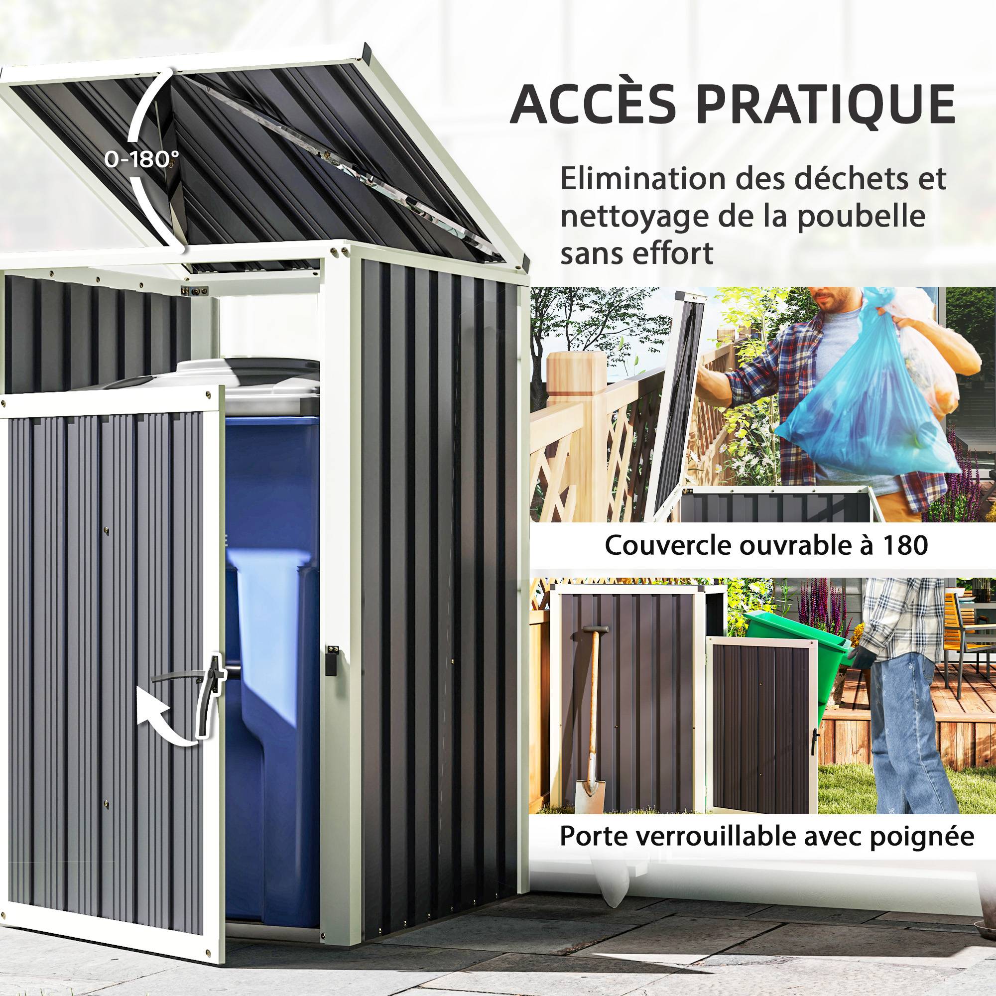 PANGIVO - Abri de jardin acier galvanisé gris foncé 73 x 81 x 122 cm - PANGIVO - Image 7
