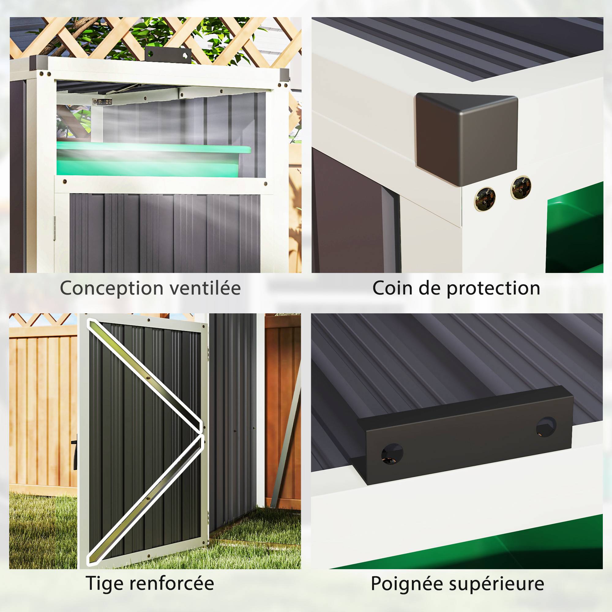 PANGIVO - Abri de jardin acier galvanisé gris foncé 73 x 81 x 122 cm - PANGIVO - Image 9