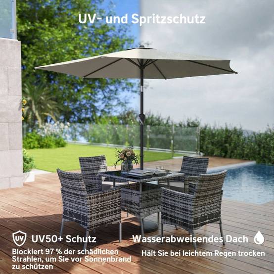 Parasol inclinable métal jardin terrasse protection UV50+ 270cm blanc crème - ComfortXL Outdoor Living - Image 5