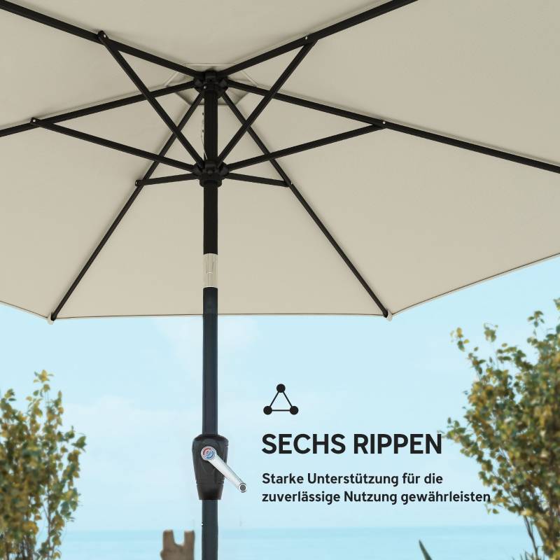 Parasol inclinable métal jardin terrasse protection UV50+ 270cm blanc crème - ComfortXL Outdoor Living - Image 6