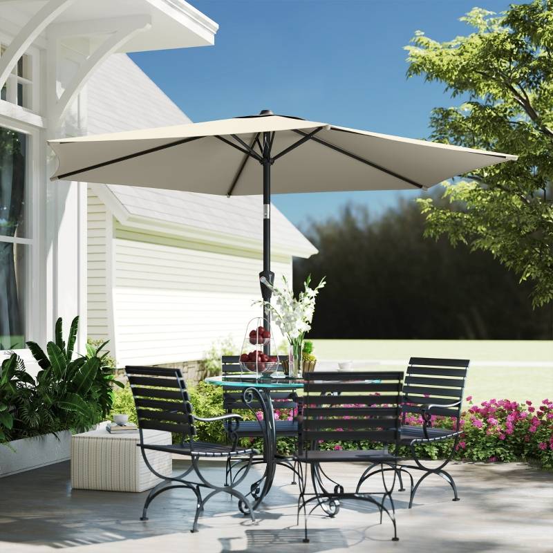 Parasol inclinable métal jardin terrasse protection UV50+ 270cm blanc crème - ComfortXL Outdoor Living - Image 1