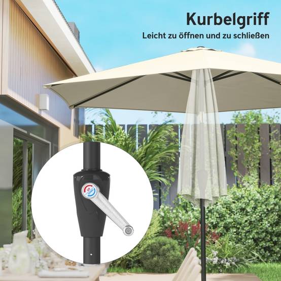 Parasol inclinable métal jardin terrasse protection UV50+ 270cm blanc crème - ComfortXL Outdoor Living - Image 7