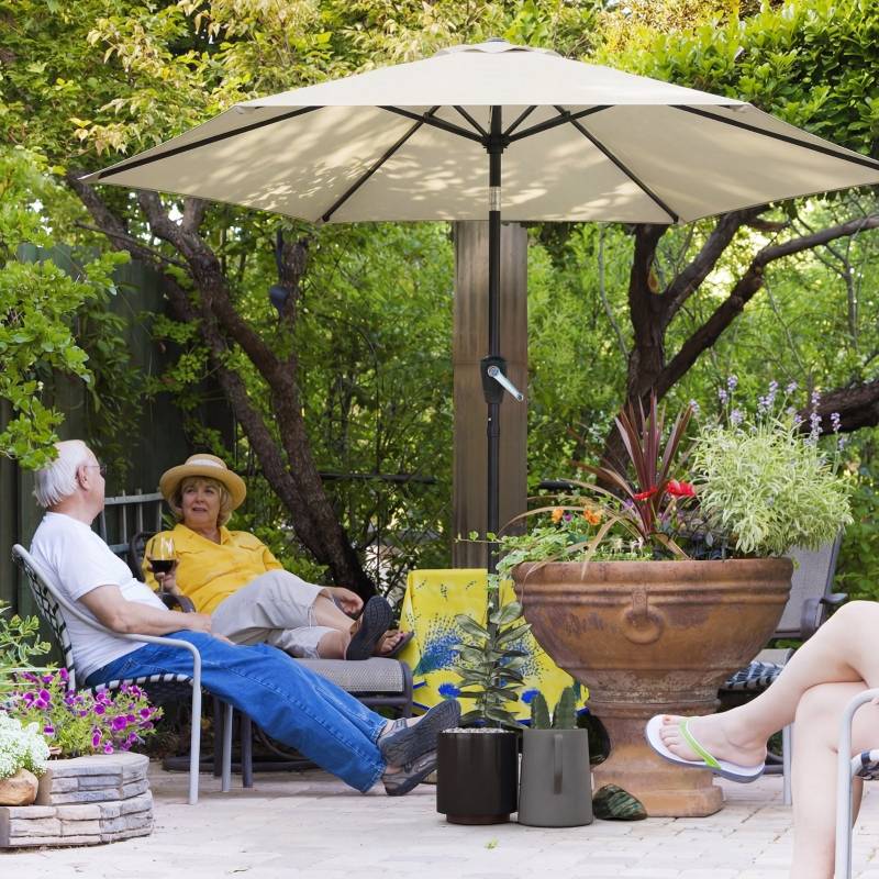 Parasol inclinable métal jardin terrasse protection UV50+ 270cm blanc crème - ComfortXL Outdoor Living - Image 8