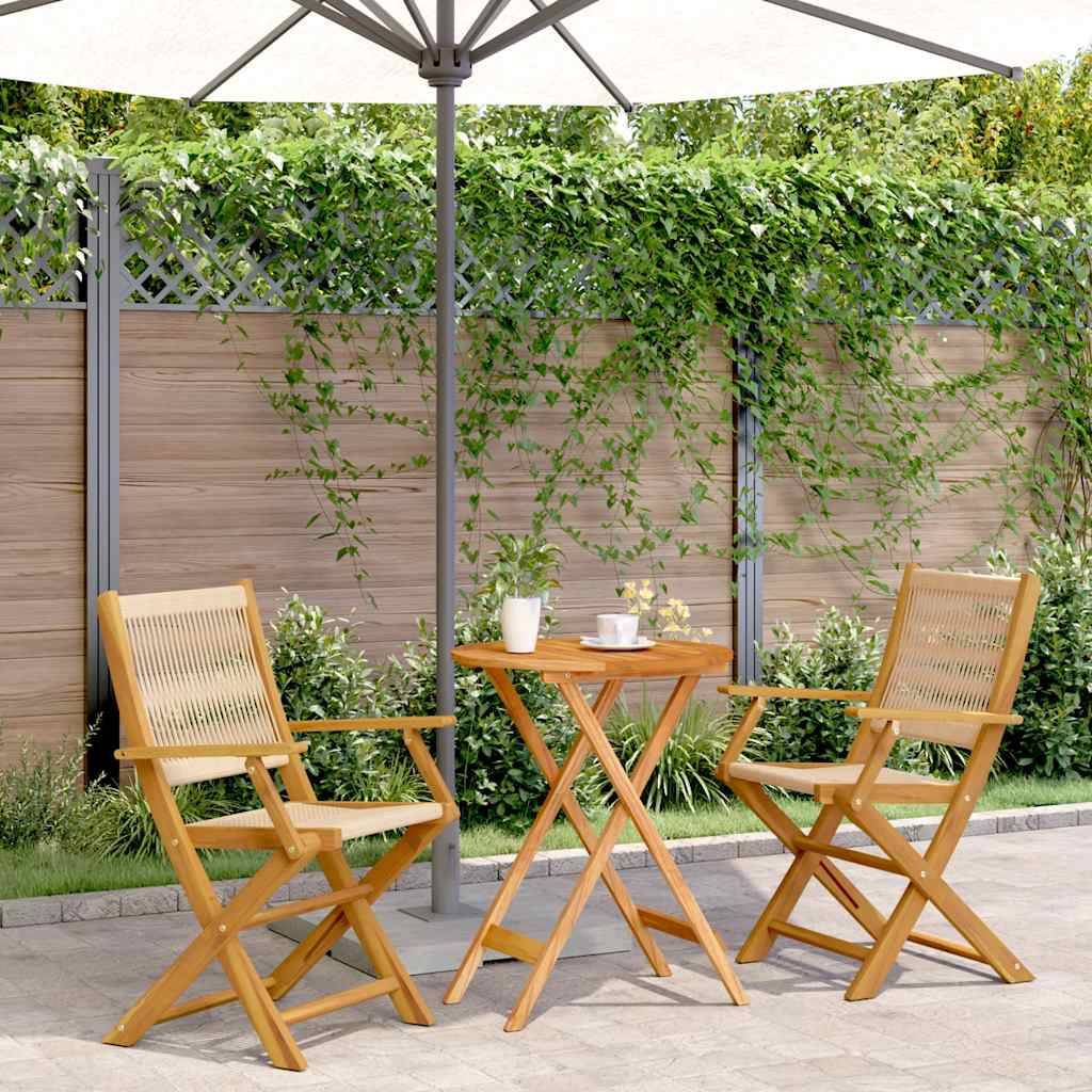 Vidaxl - Ensemble de bistro 3 pcs-Salons de jardin beige polypropylène et bois massif 556802 - Image 1