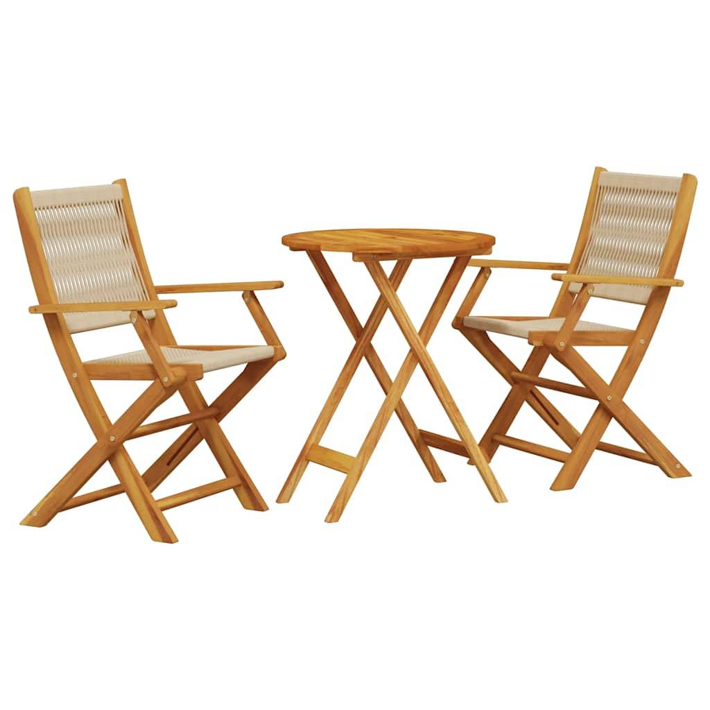 Vidaxl - Ensemble de bistro 3 pcs-Salons de jardin beige polypropylène et bois massif 556802 - Image 2
