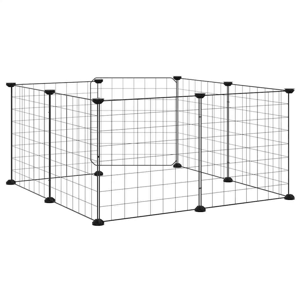 Vidaxl - Cage pour animaux de compagnie à 8 panneaux avec porte, noire, 70 x 70 x 35 cm, acier vidaXL 171622 - Imagen 7