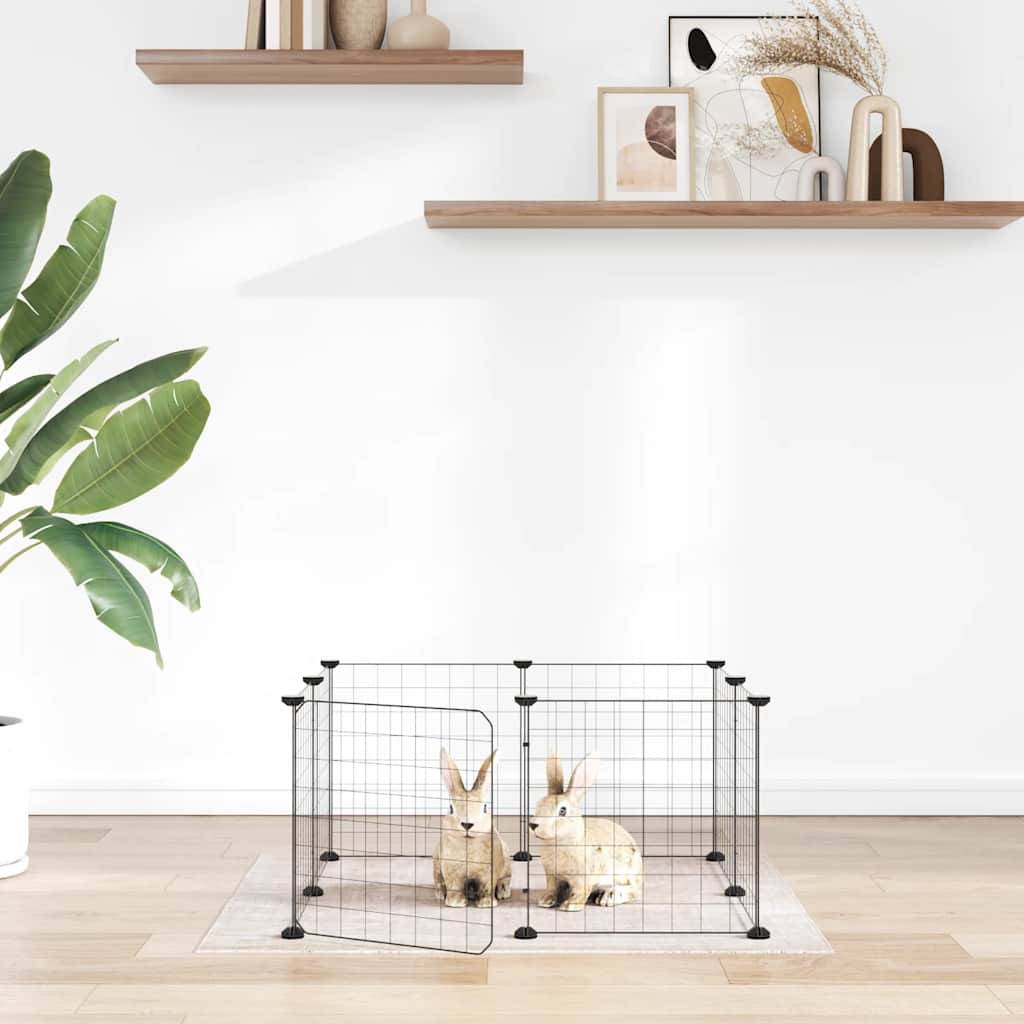 Vidaxl - Cage pour animaux de compagnie à 8 panneaux avec porte, noire, 70 x 70 x 35 cm, acier vidaXL 171622 - Imagen 1