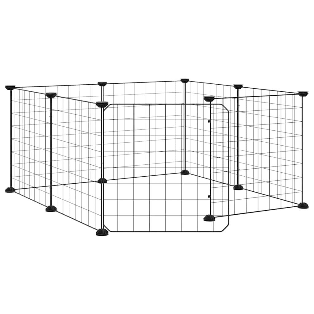Vidaxl - Cage pour animaux de compagnie à 8 panneaux avec porte, noire, 70 x 70 x 35 cm, acier vidaXL 171622 - Imagen 2