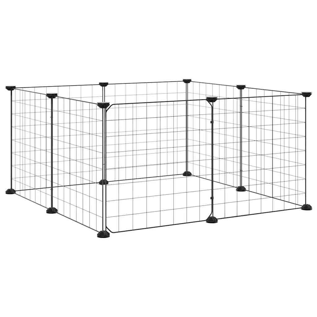 Vidaxl - Cage pour animaux de compagnie à 8 panneaux avec porte, noire, 70 x 70 x 35 cm, acier vidaXL 171622 - Imagen 8