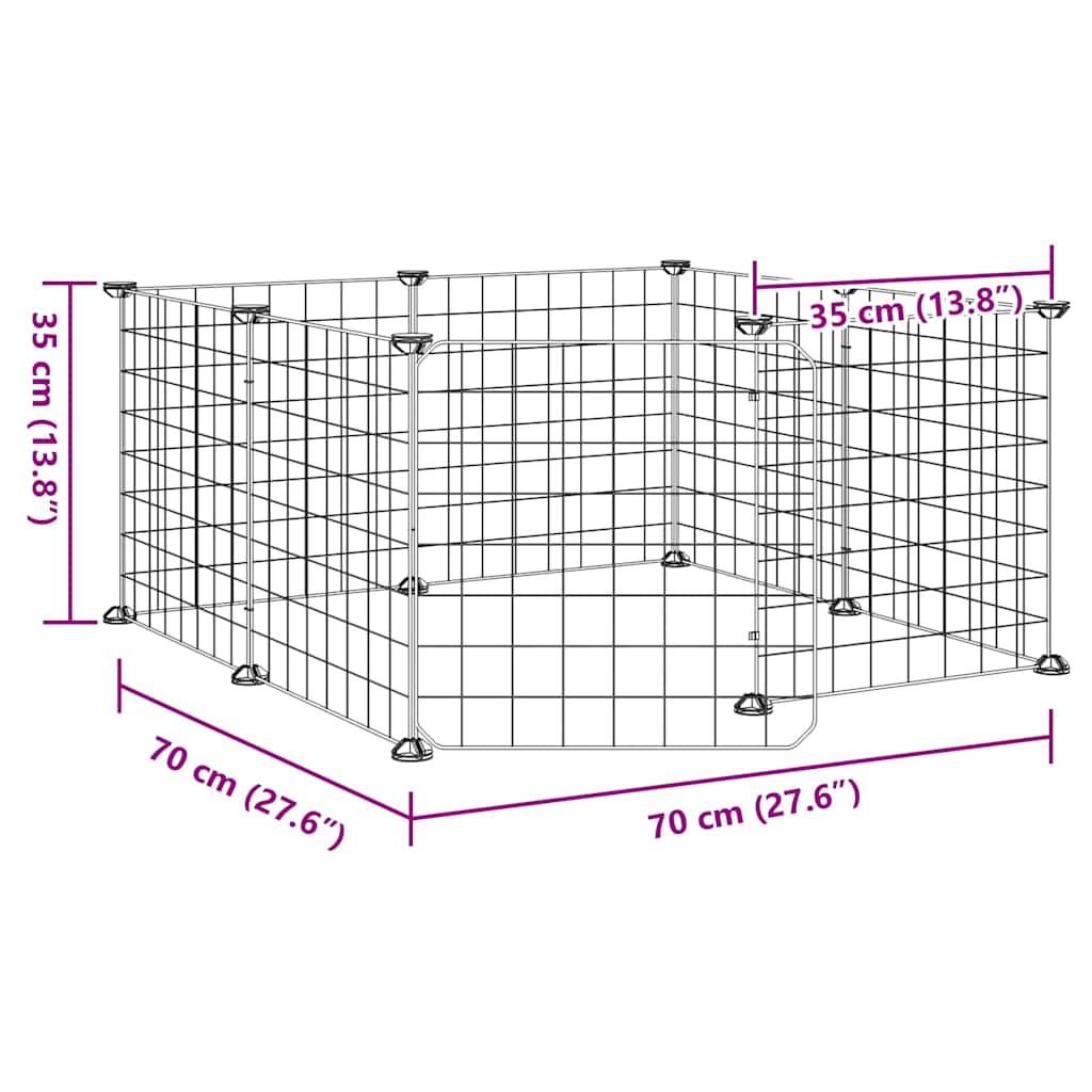 Vidaxl - Cage pour animaux de compagnie à 8 panneaux avec porte, noire, 70 x 70 x 35 cm, acier vidaXL 171622 - Imagen 3