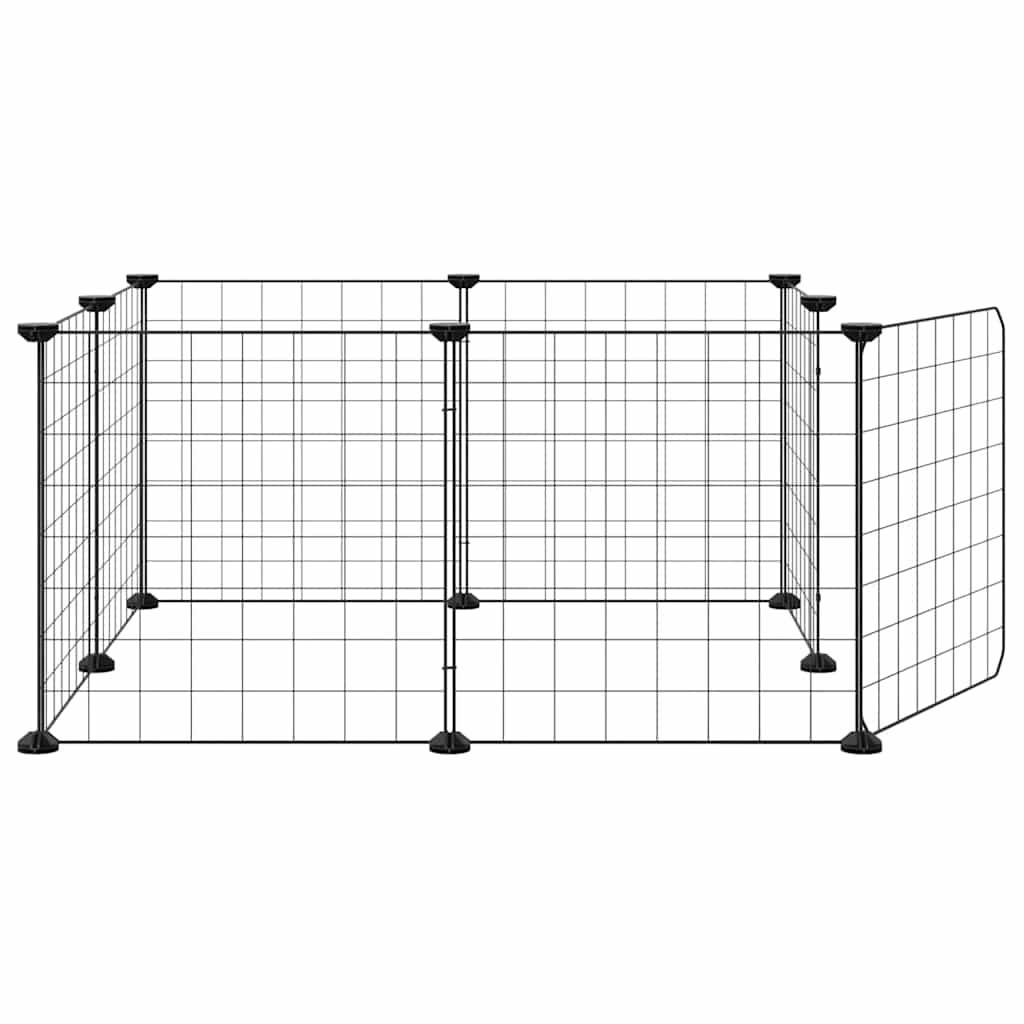 Vidaxl - Cage pour animaux de compagnie à 8 panneaux avec porte, noire, 70 x 70 x 35 cm, acier vidaXL 171622 - Imagen 6
