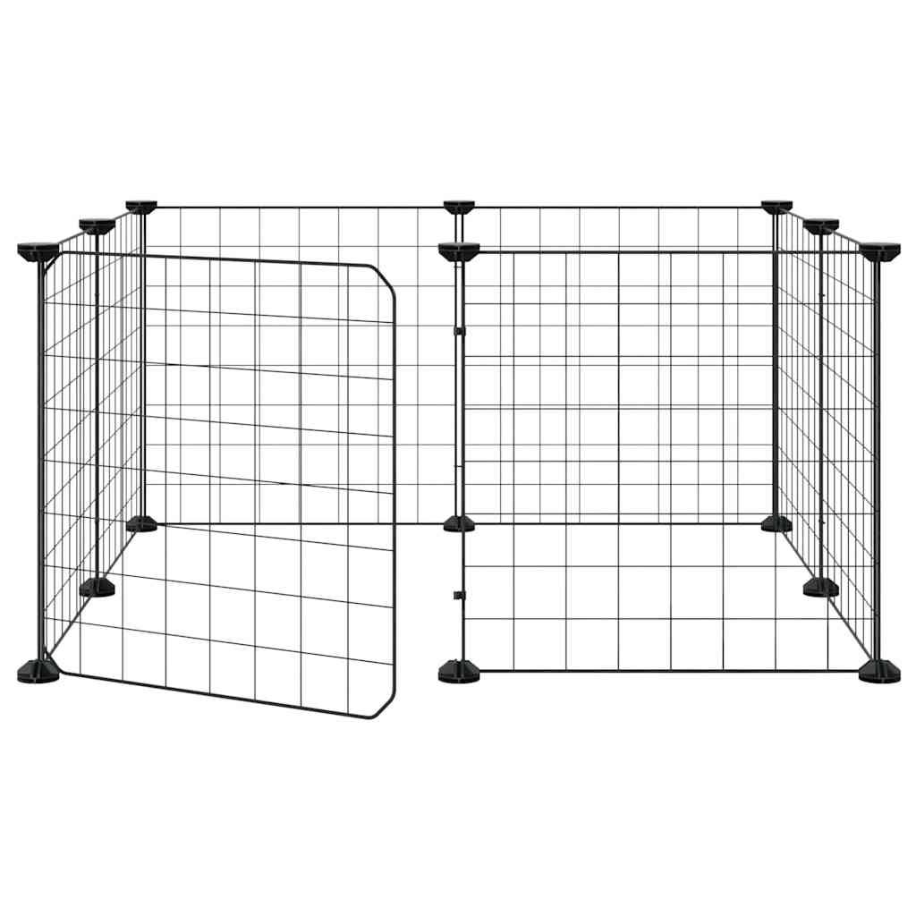 Vidaxl - Cage pour animaux de compagnie à 8 panneaux avec porte, noire, 70 x 70 x 35 cm, acier vidaXL 171622 - Imagen 5
