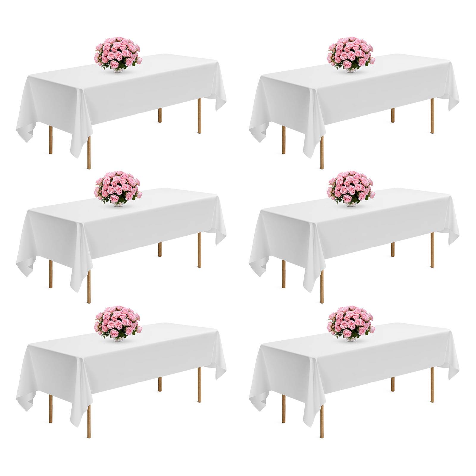 VEVOR Nappe rectangulaire blanche en polyester 1524 x 2591 mm 6 pcs pour mariage - Image 1