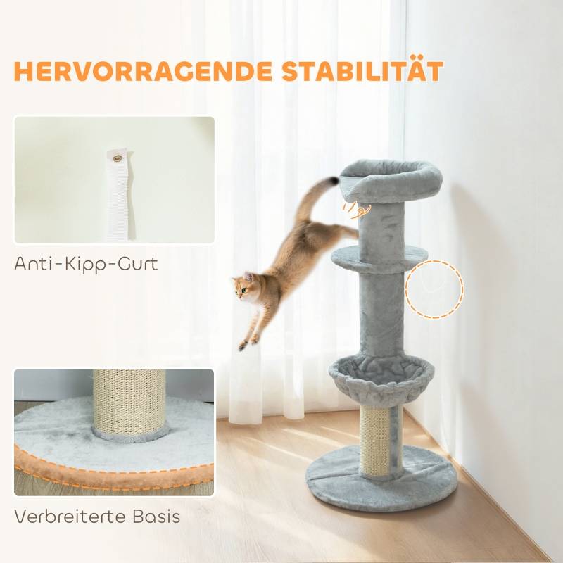 Arbre à Chat Solide Poteau Sisal Hamac et Plateforme Gris Clair 103cm - ComfortXL Outdoor Living - Image 5