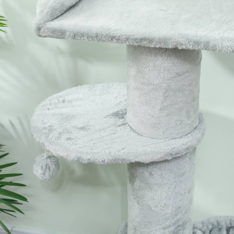 Arbre à Chat Solide Poteau Sisal Hamac et Plateforme Gris Clair 103cm - ComfortXL Outdoor Living - Image 7
