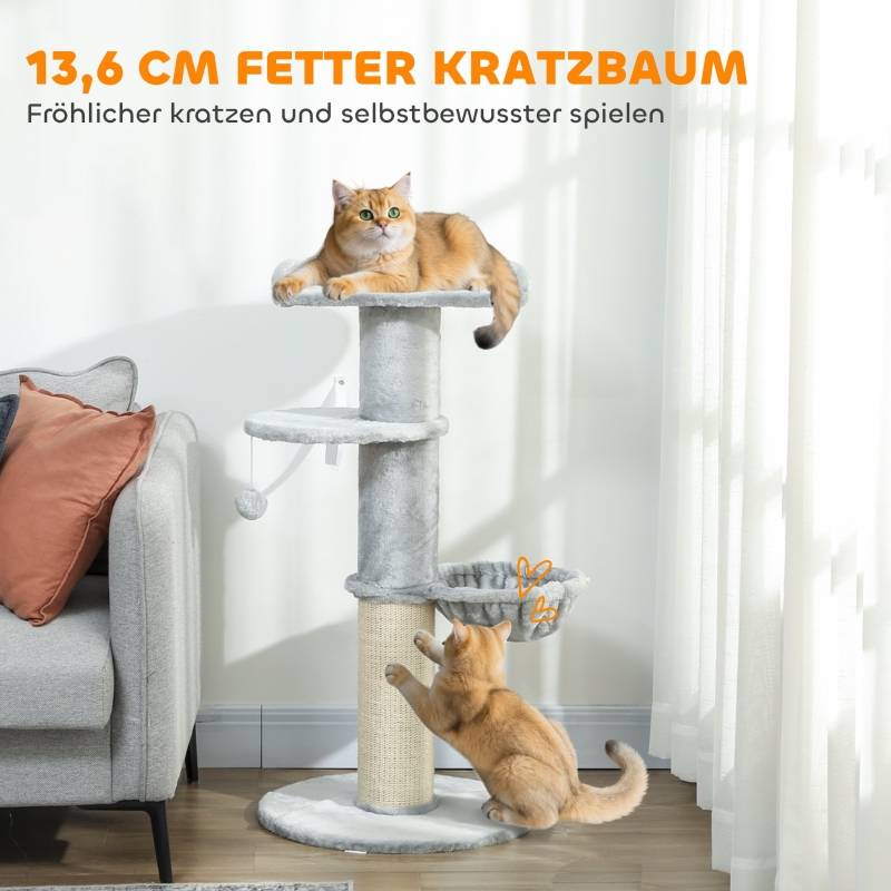 Arbre à Chat Solide Poteau Sisal Hamac et Plateforme Gris Clair 103cm - ComfortXL Outdoor Living - Image 4