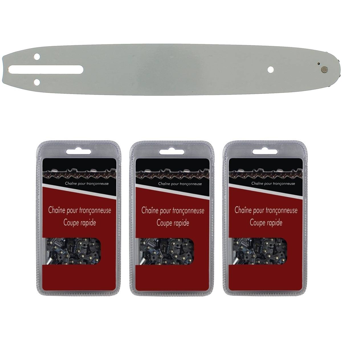 Gt Market - Guide 30 cm (12 pouces) + lot de 3 chaînes 45 maillons - Compatible tronçonneuses HUSQVARNA - GT MARKET - Imagen 1