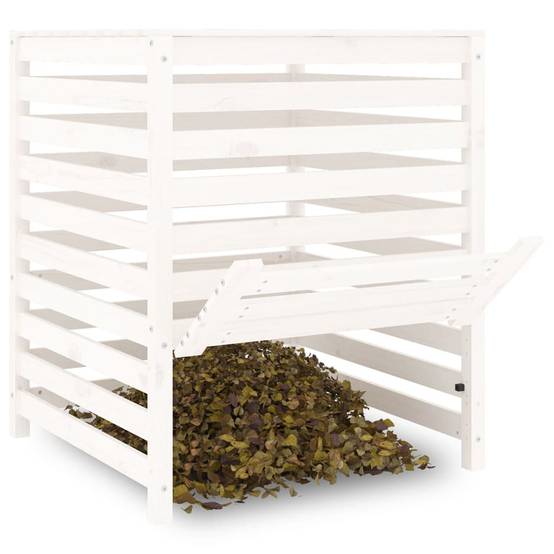Grand composteur de jardin bois de pin massif 680L pour recyclage déchets Blanc – ComfortXL Outdoor Living - Image 4