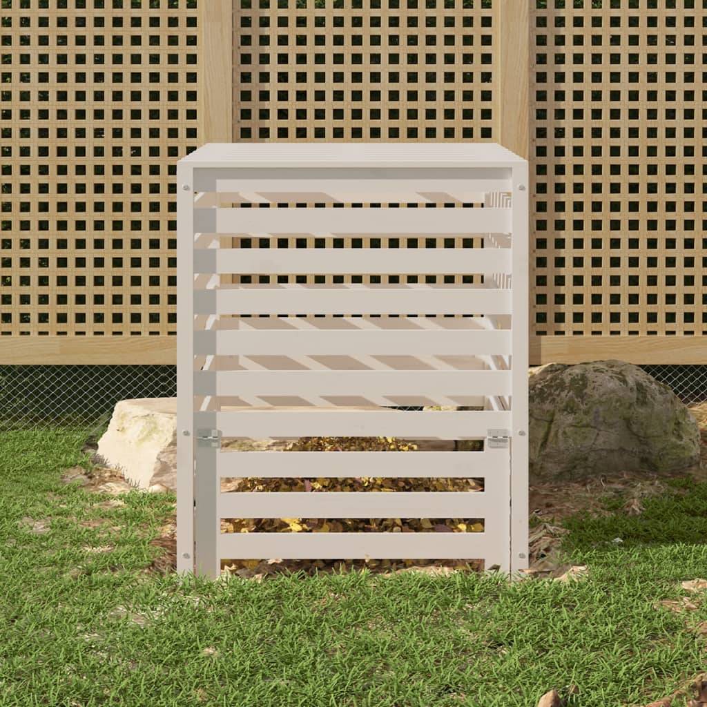Grand composteur de jardin bois de pin massif 680L pour recyclage déchets Blanc – ComfortXL Outdoor Living - Image 1