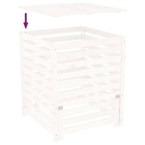 Grand composteur de jardin bois de pin massif 680L pour recyclage déchets Blanc – ComfortXL Outdoor Living - Image 8