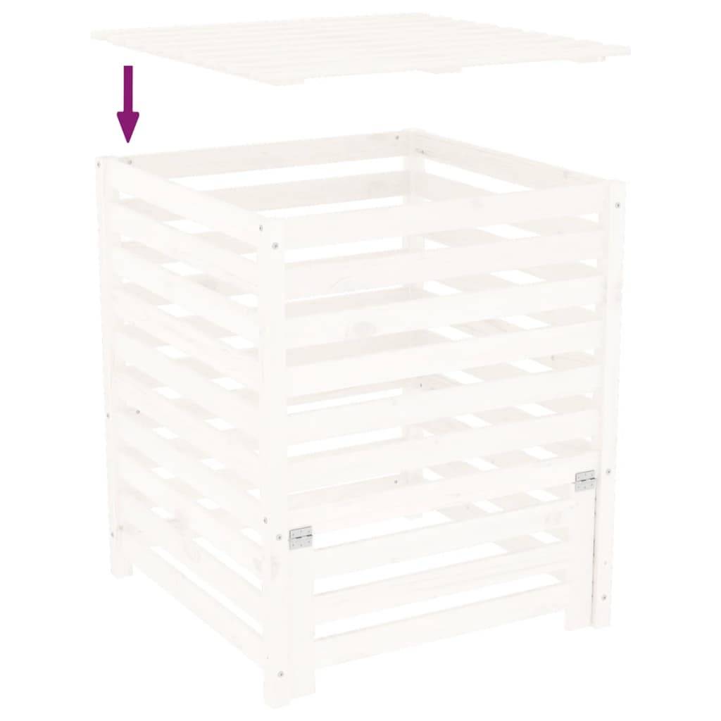 Grand composteur de jardin bois de pin massif 680L pour recyclage déchets Blanc – ComfortXL Outdoor Living - Image 8