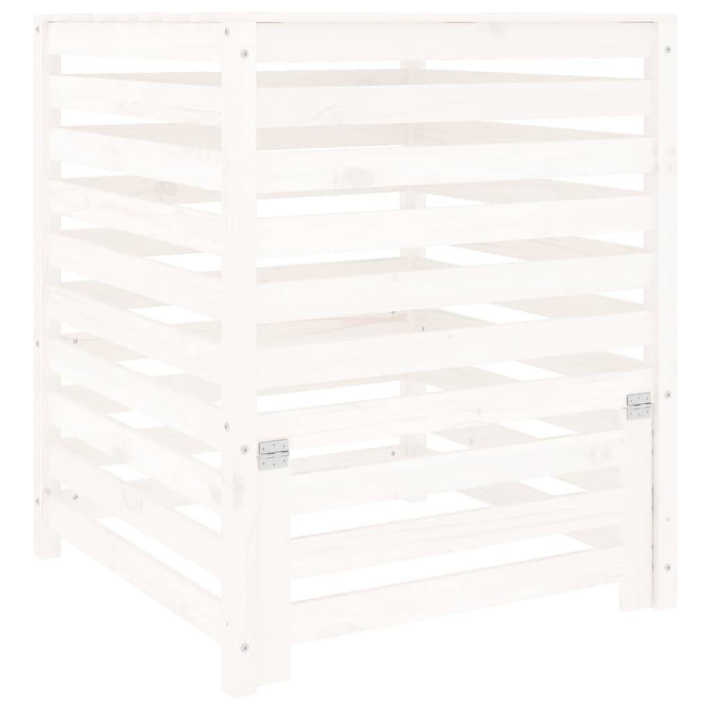Grand composteur de jardin bois de pin massif 680L pour recyclage déchets Blanc – ComfortXL Outdoor Living - Image 2