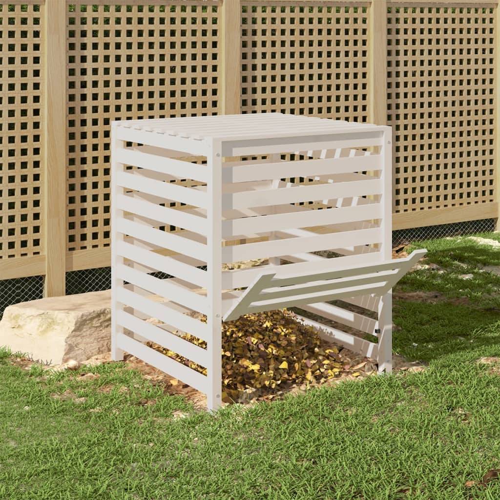 Grand composteur de jardin bois de pin massif 680L pour recyclage déchets Blanc – ComfortXL Outdoor Living - Image 3