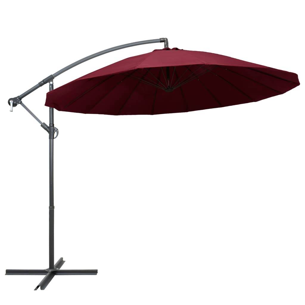 Helloshop26 - Parasol suspendu 3 m mât en aluminium bordeaux