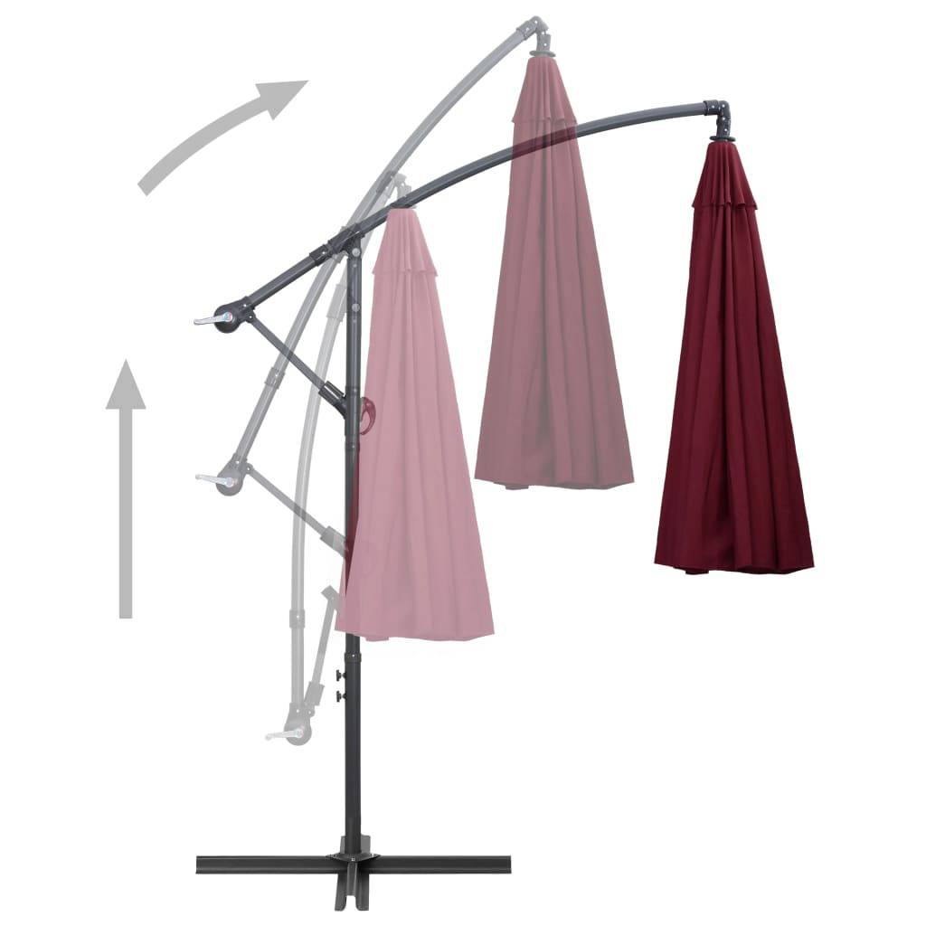Helloshop26 - Parasol suspendu 3 m mât en aluminium bordeaux - Image 4